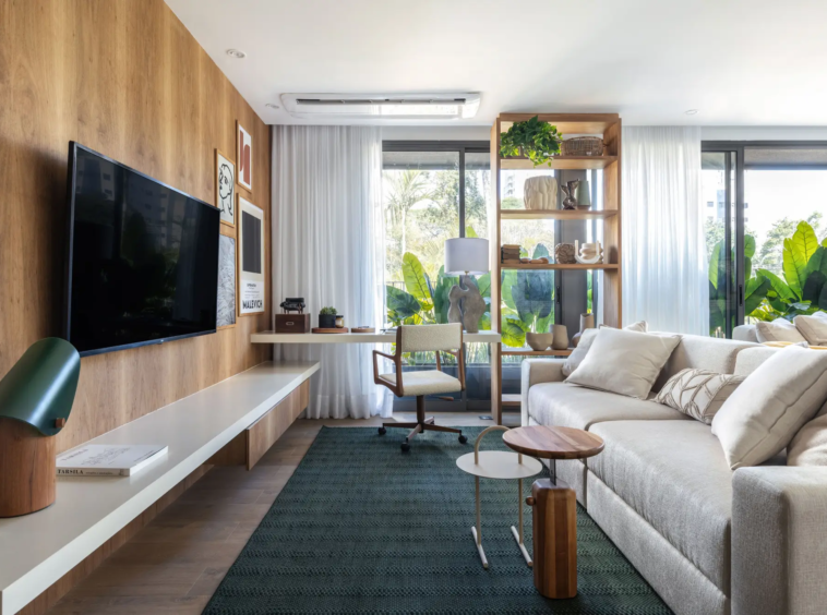 Sala de TV do Leaf Loefgren SKR – 163m² vista Ibirapuera Vila Clementino