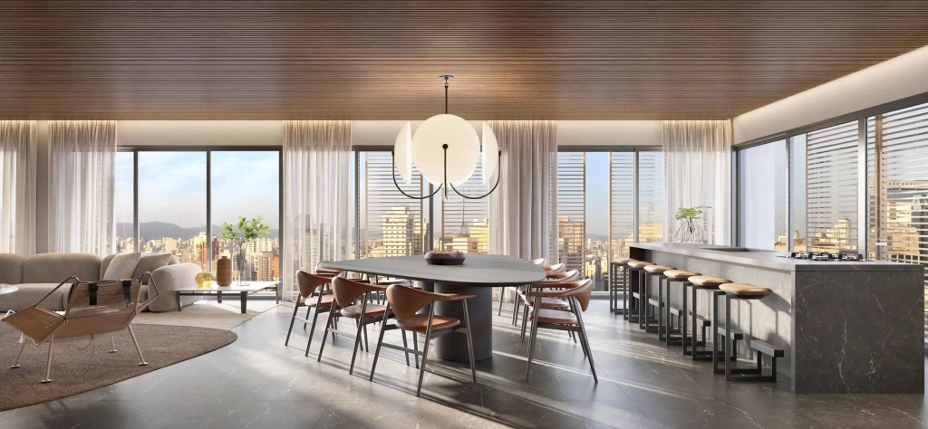 Sala de estar do Ayya Jardins SKR – residência laje livre Alameda Franca Jardins