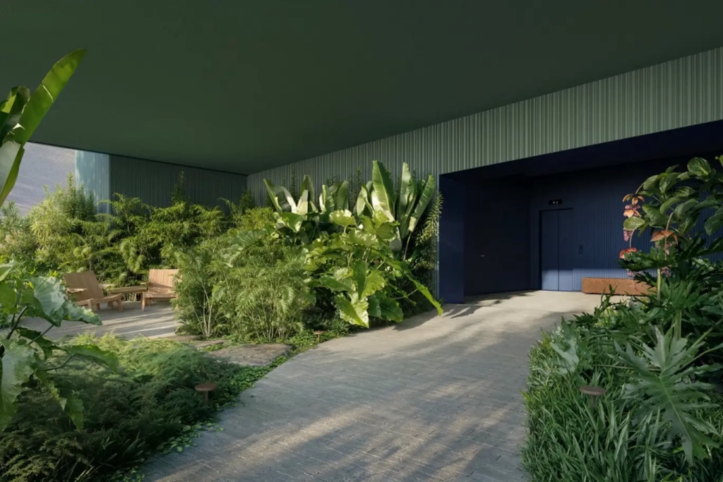 Perspectiva externa do PJM 923 Toca55 – Rodrigo Oliveira fachada Jardins São Paulo