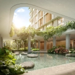 Praça central do GranOscar Ibirapuera Trisul – lazer e paisagismo em Moema