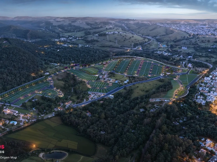 Perspectiva geral do Condomínio Fechado Origem Mogi no bairro Aruã Mogi das Cruzes