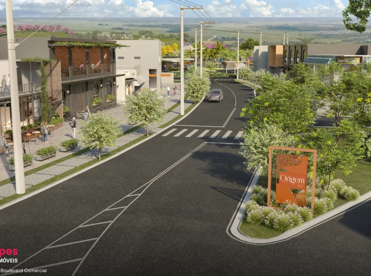 Área de boulevard interno do Condomínio Origem Mogi – lançamento Aruã Mogi das Cruzes