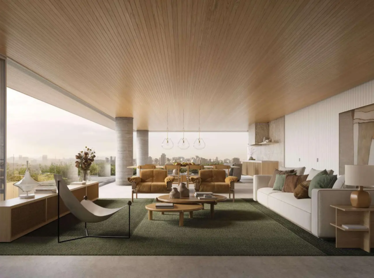 Living e varanda do CLARA-Jardins -Apartamento-de-Luxo-LIV-Kopstein-Bernardes-Arquitetura