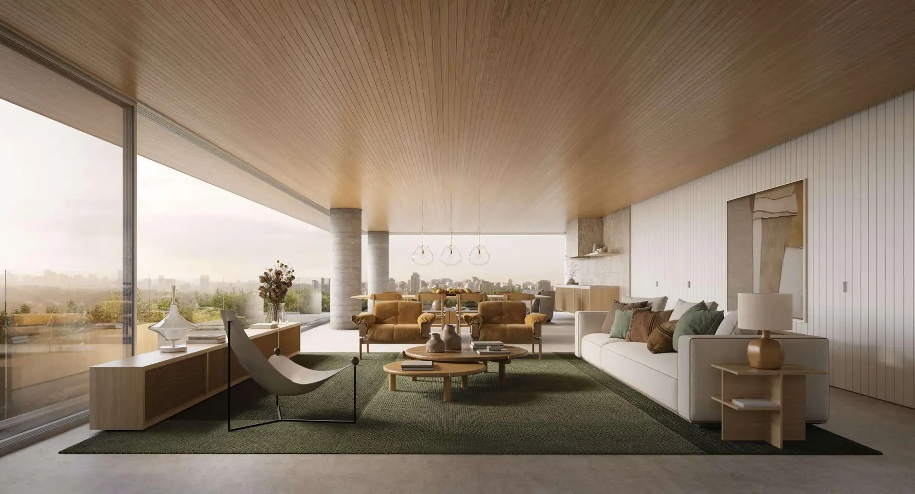 Living e varanda do CLARA-Jardins -Apartamento-de-Luxo-LIV-Kopstein-Bernardes-Arquitetura