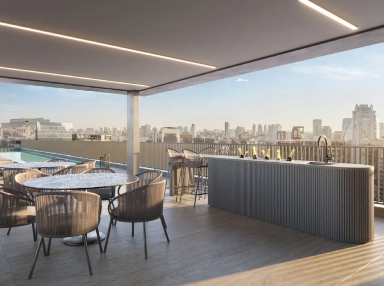 Bar da piscina e spa do 1800 Oscar Pinheiros – lazer rooftop Benx Pinheiros SP
