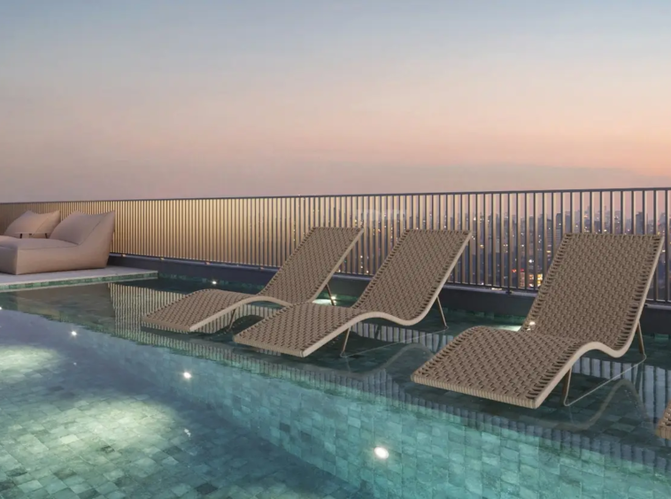 Piscina com raia 25m no rooftop do 1800 Oscar Pinheiros – Benx Pinheiros SP