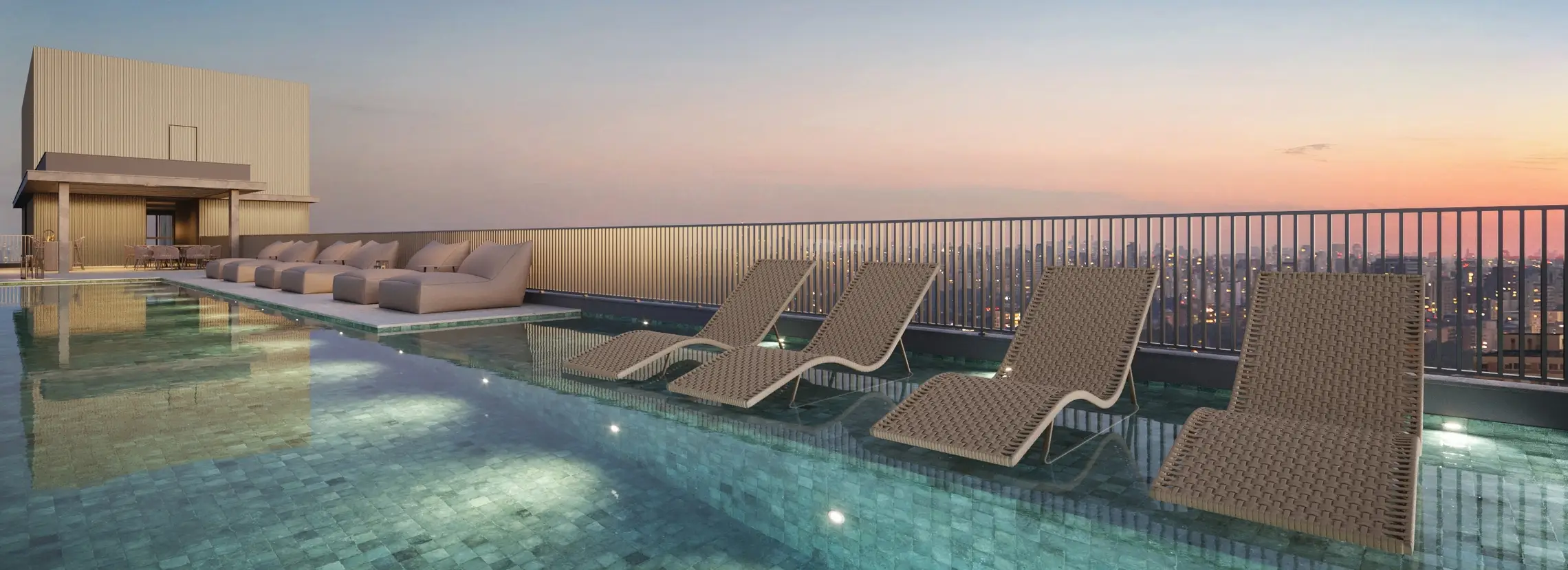 Piscina com raia 25m no rooftop do 1800 Oscar Pinheiros – Benx Pinheiros SP