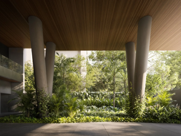 Hall social do Edifício Jardim RFM – interiores Nildo José NJ+ Jardins São Paulo SP