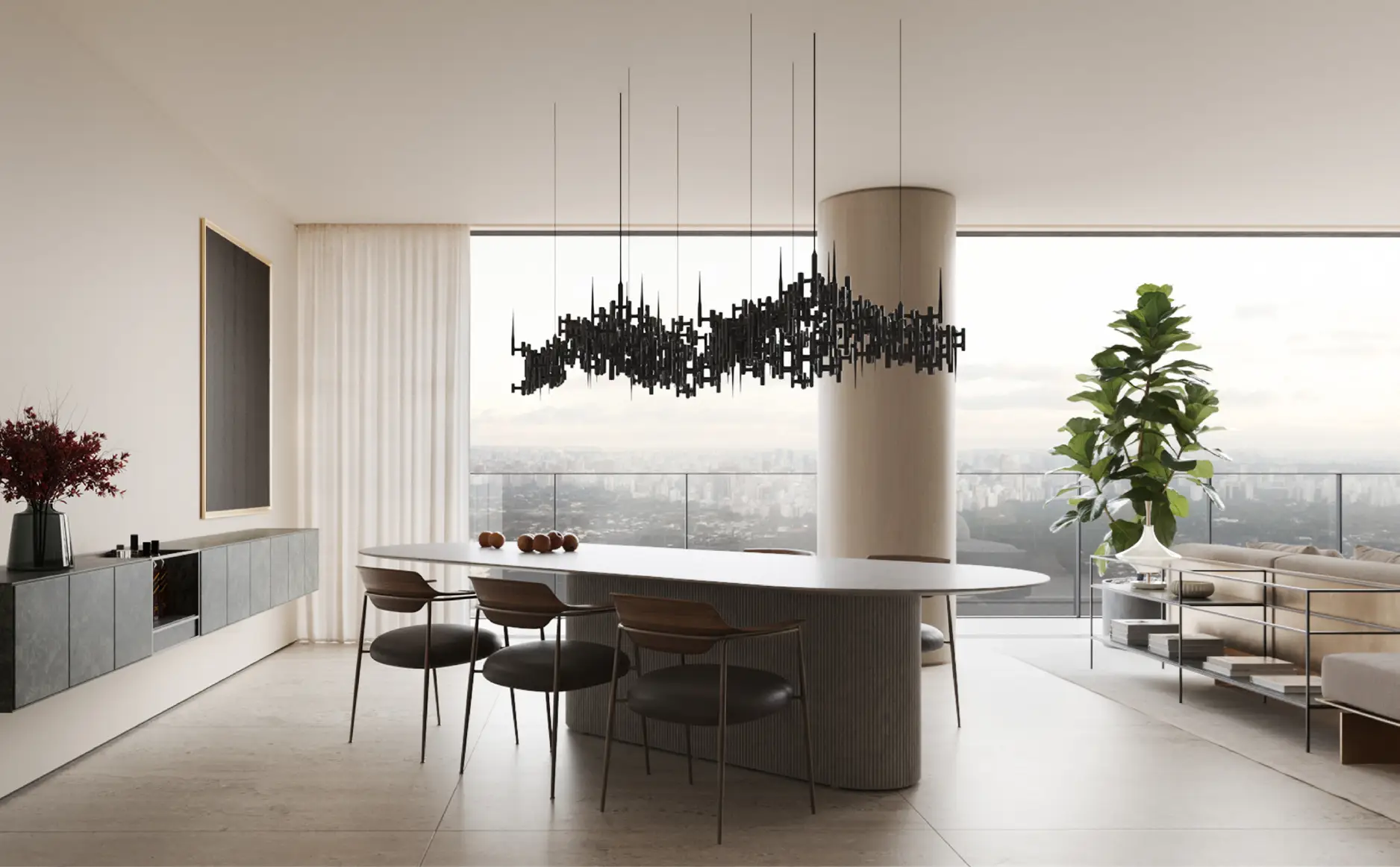 Sala de estar do Enora Jardins – interiores Jader Almeida Padre João Manuel