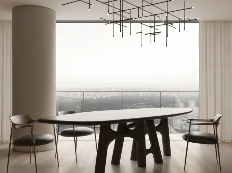 Living do apartamento Enora Jardins – residência Jader Almeida Jardins SP