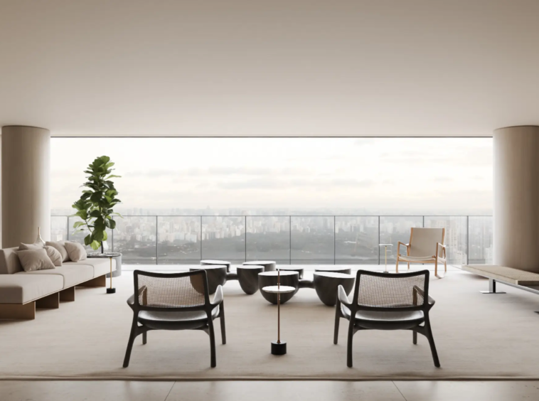 Ambiente social do Enora Jardins – design Jader Almeida Jardins SP