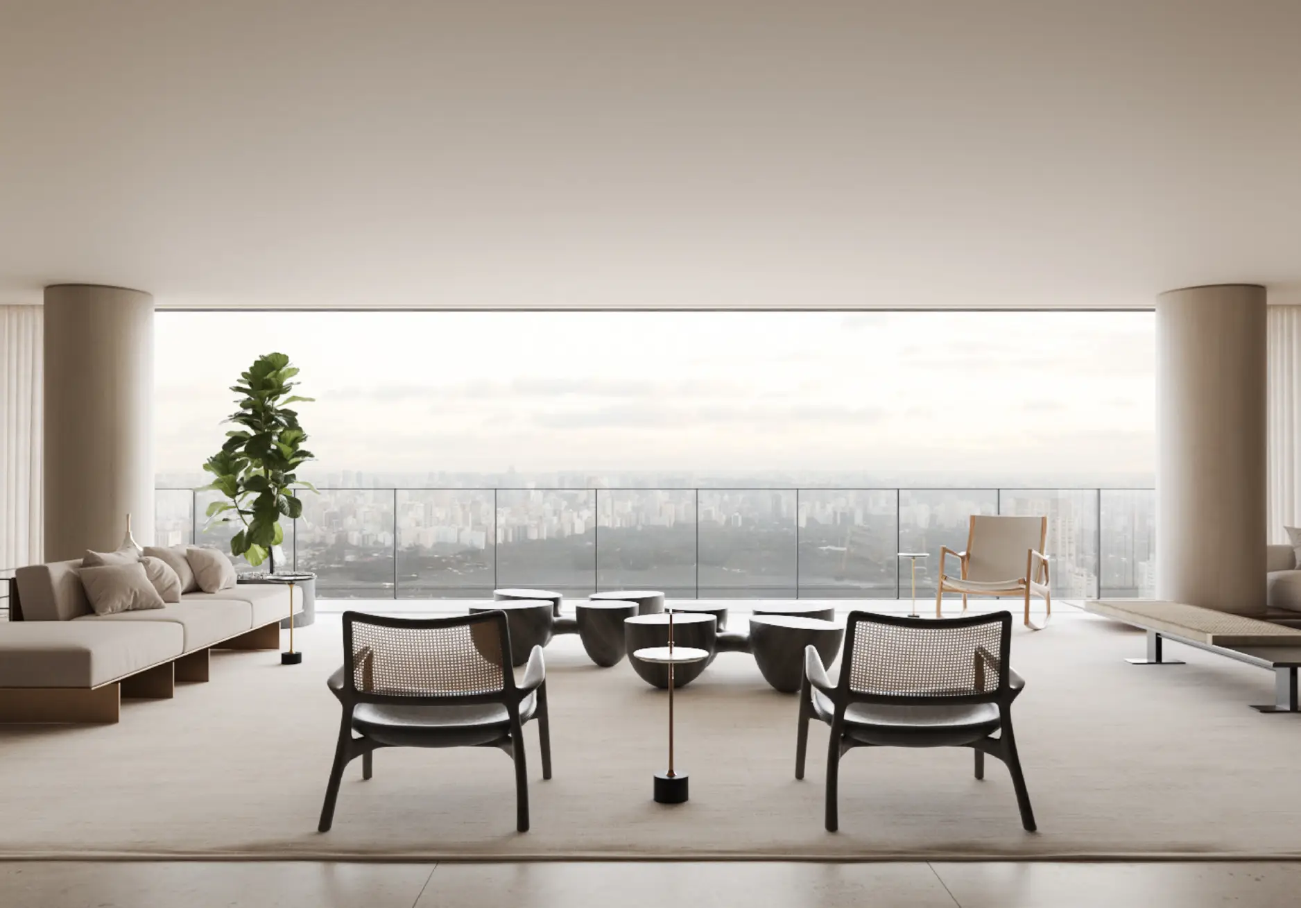 Ambiente social do Enora Jardins – design Jader Almeida Jardins SP