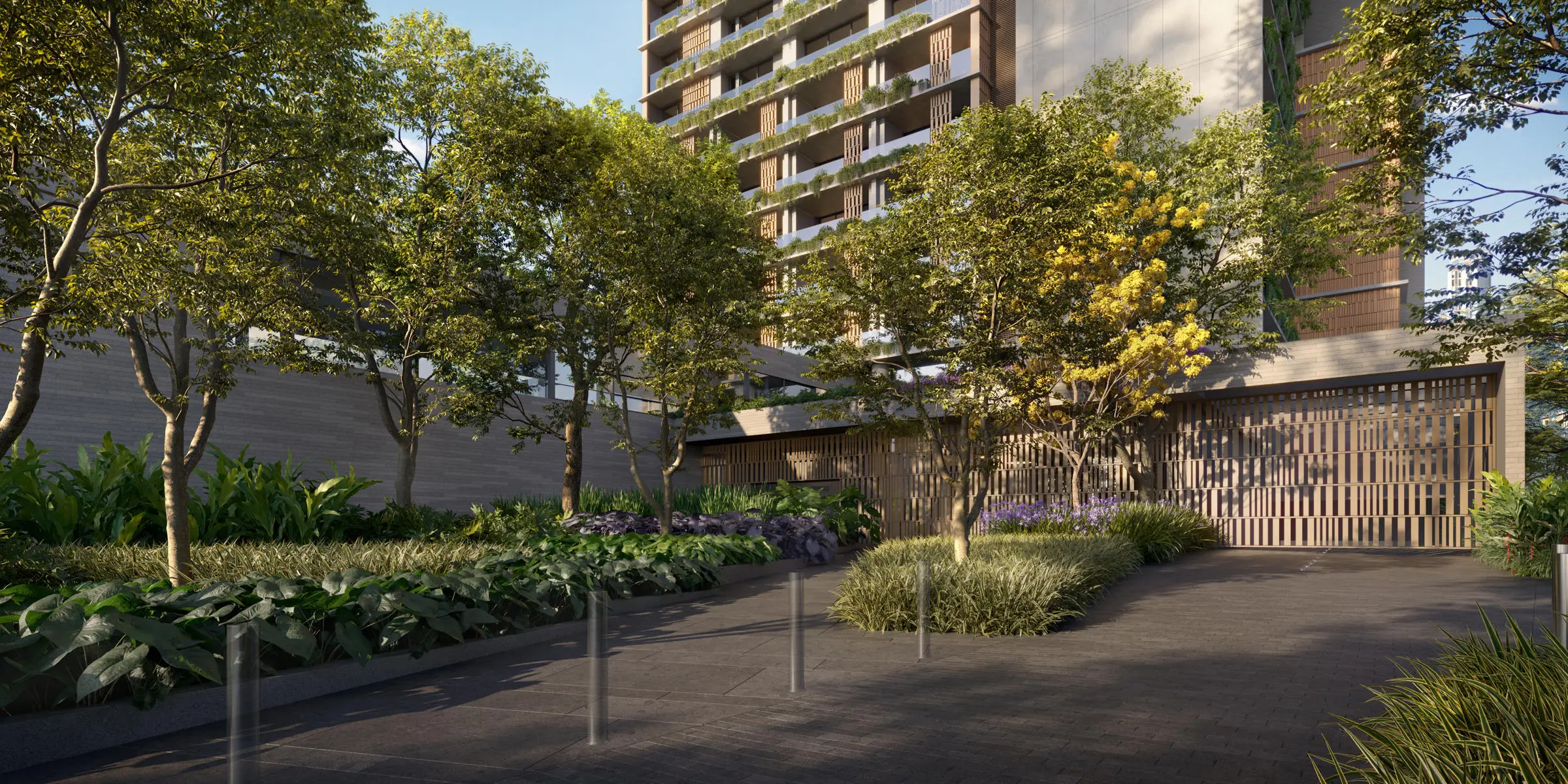 Acesso residencial do Altitude Jardins por Artefacto – CBRE Jardins SP