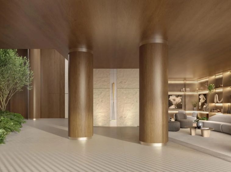Hall de entrada do Altitude Jardins – branded residence CBRE Jardins SP