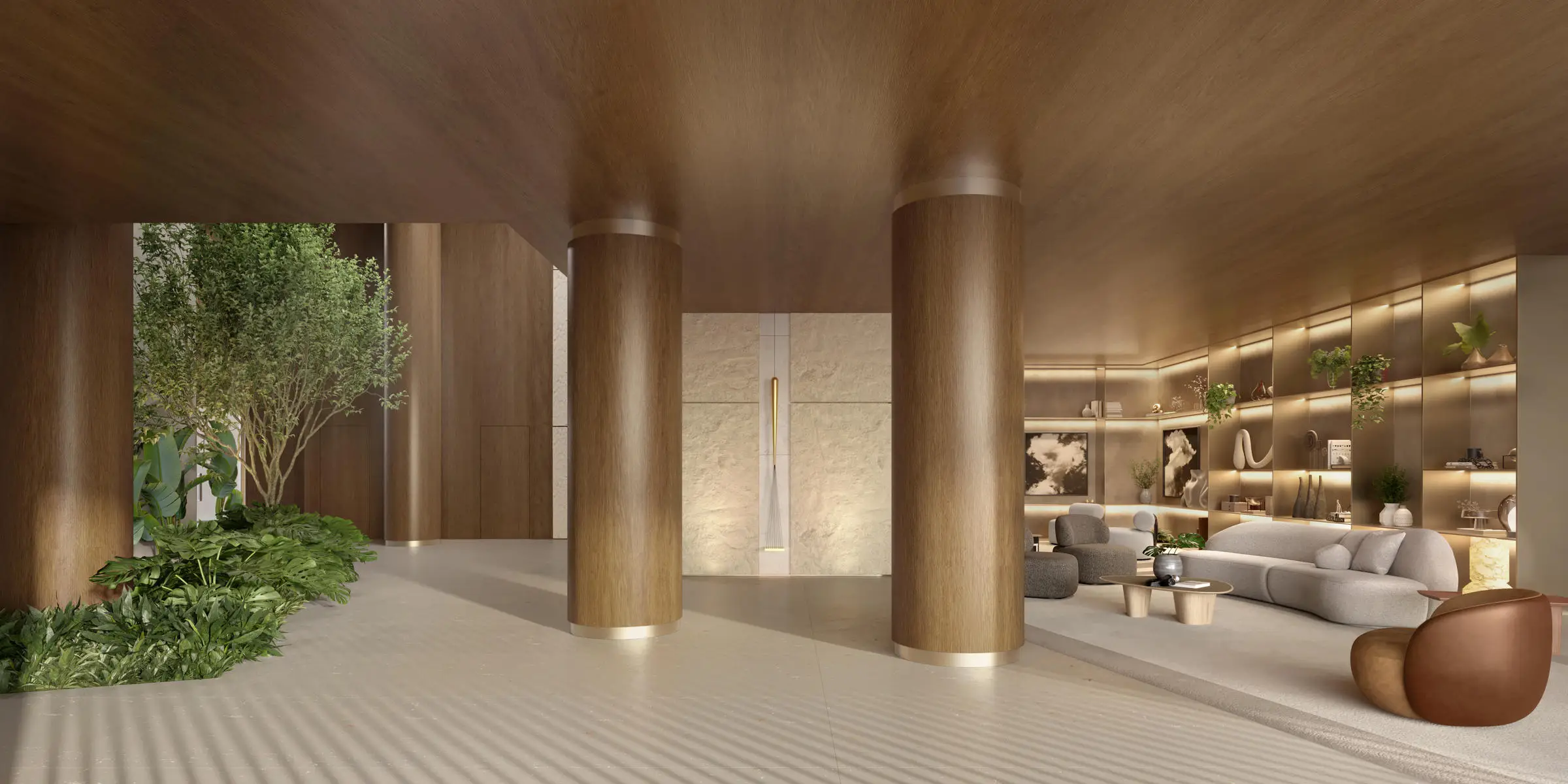 Hall de entrada do Altitude Jardins – branded residence CBRE Jardins SP