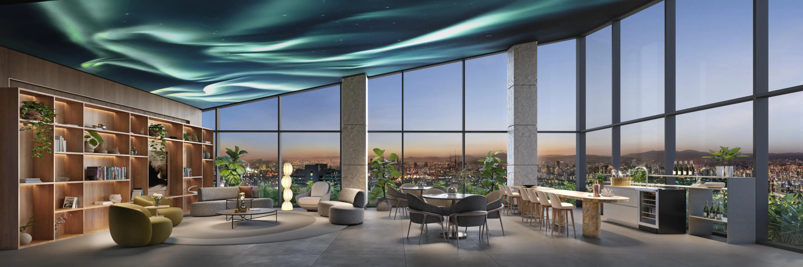 Skybar em perspectiva do Altitude Jardins por Artefacto – Jardins São Paulo