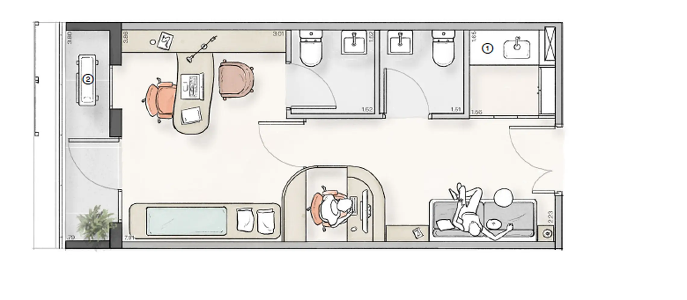 Planta consultório 67m² Lumi Idea!Zarvos – layout médico Jardins SP