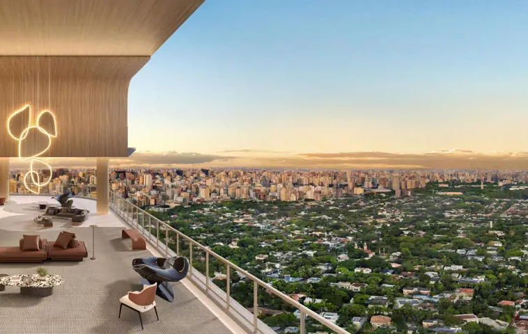 Detalhe das casas suspensas Epic Jardim Europa – duplexes Pininfarina Cyrela SP
