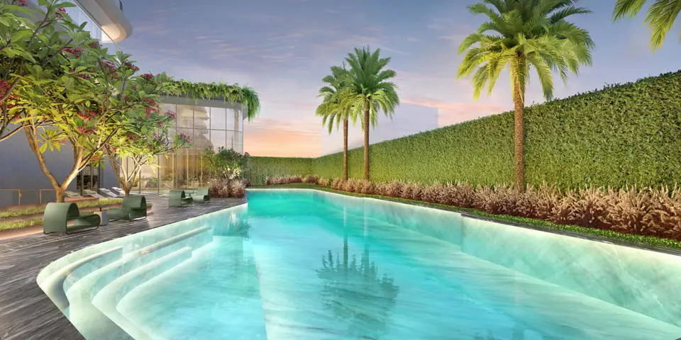 Segunda piscina descoberta do Epic Jardim Europa – lazer Pininfarina Cyrela SP