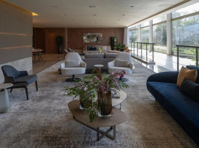 Living integrado do apartamento 379m² Epic Jardim Europa – Pininfarina Cyrela