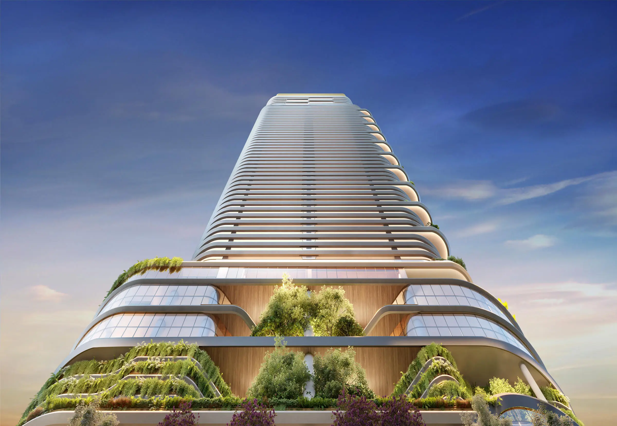 Living do duplex Epic Jardim Europa – casa suspensa 536m² a 637m² Pininfarina Cyrela