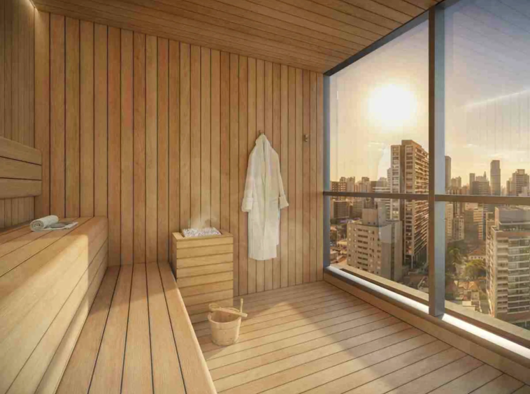 Sauna do Lisbô Pinheiros Benx – deck molhado e solarium Rua Lisboa Pinheiros SP