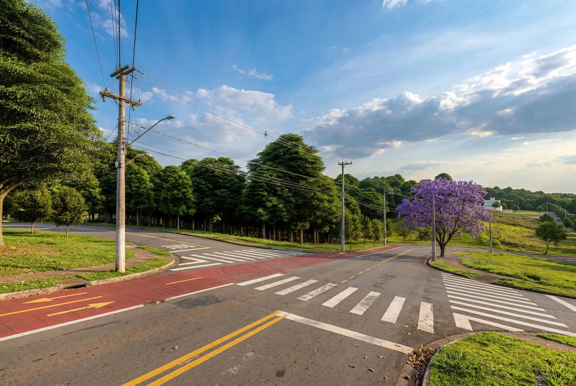 Rua do Reserva Aruã Scopel cercado de área verde no Aruã Mogi das Cruzes SP