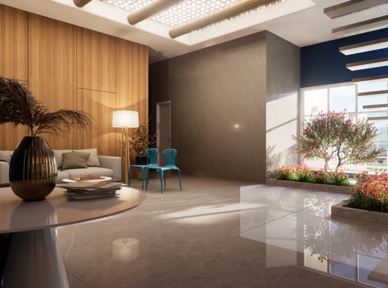 hall do Santorini Residencial Damebe no Alto do Ipiranga, Mogi das Cruzes SP